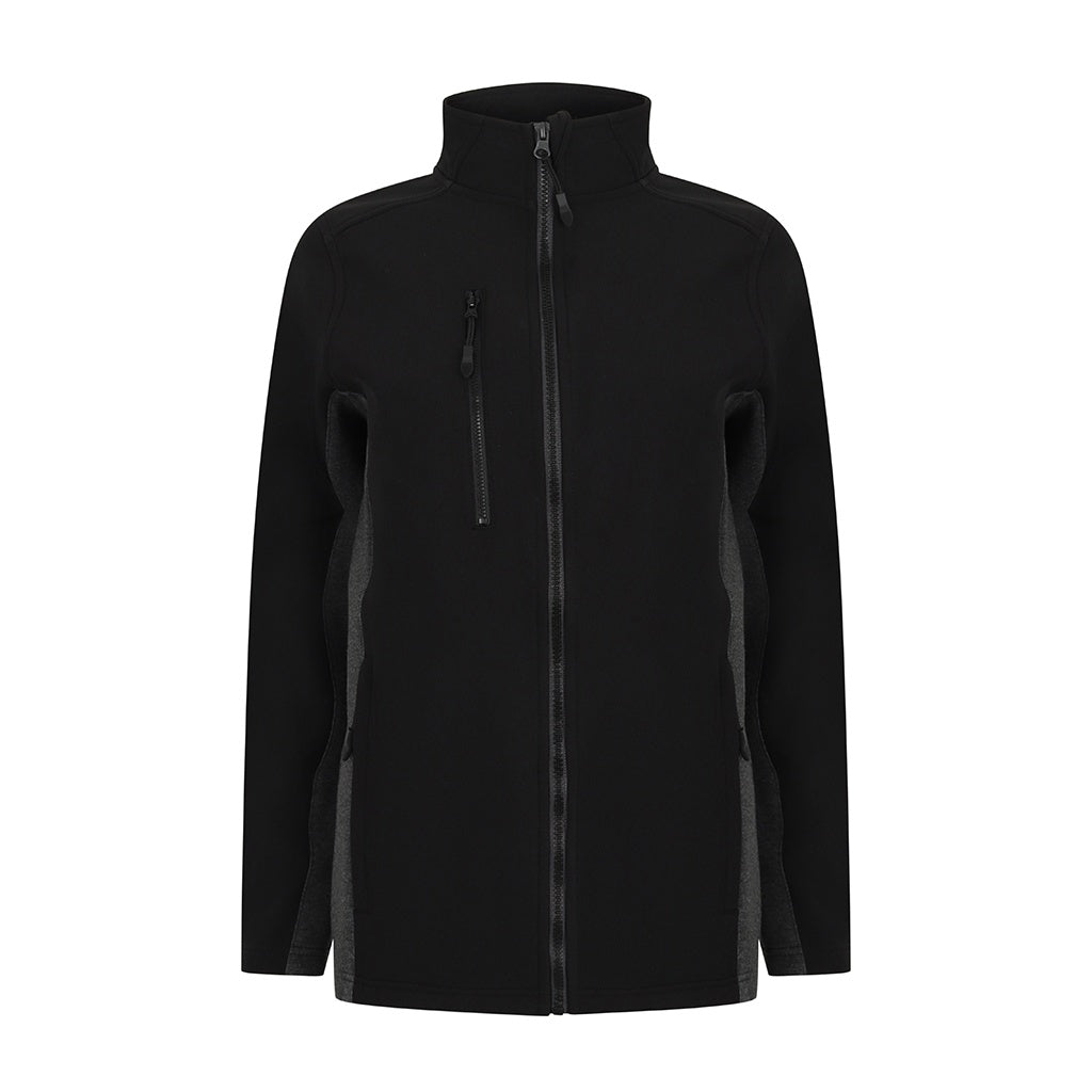 Black-Charcoal - Front - Henbury Adults Unisex Contrast Soft Shell Jacket