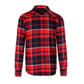 Red-Navy - Back - Kariban Mens Sherpa Lined Checked Shirt Jacket