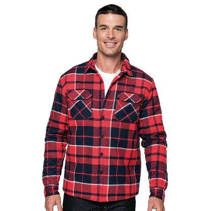 Red-Navy - Lifestyle - Kariban Mens Sherpa Lined Checked Shirt Jacket