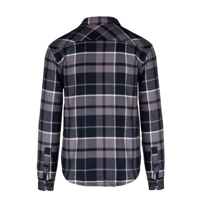 Storm Grey-Navy - Back - Kariban Mens Sherpa Lined Checked Shirt Jacket