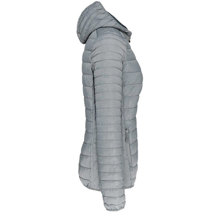 Marl Silver - Side - Kariban Womens-Ladies Lightweight Hooded Padded Jacket