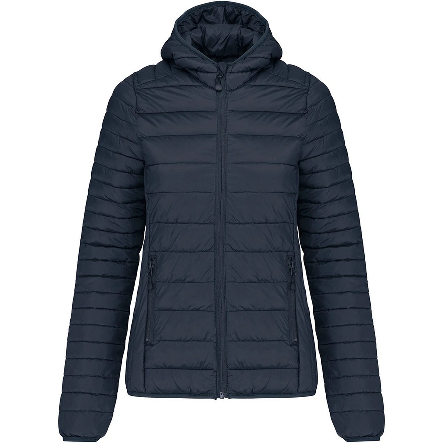 Navy - Front - Kariban Womens-Ladies Lightweight Hooded Padded Jacket