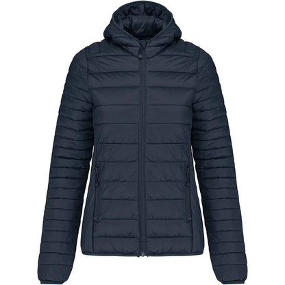 Navy - Front - Kariban Womens-Ladies Lightweight Hooded Padded Jacket