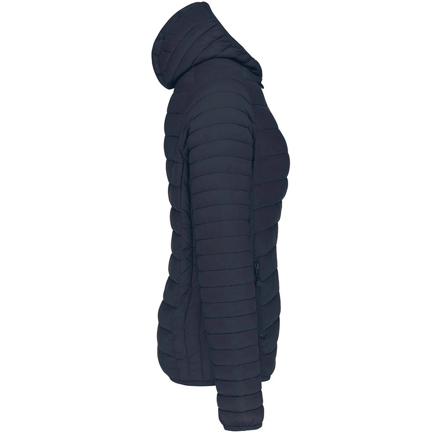 Navy - Side - Kariban Womens-Ladies Lightweight Hooded Padded Jacket