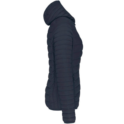 Navy - Side - Kariban Womens-Ladies Lightweight Hooded Padded Jacket