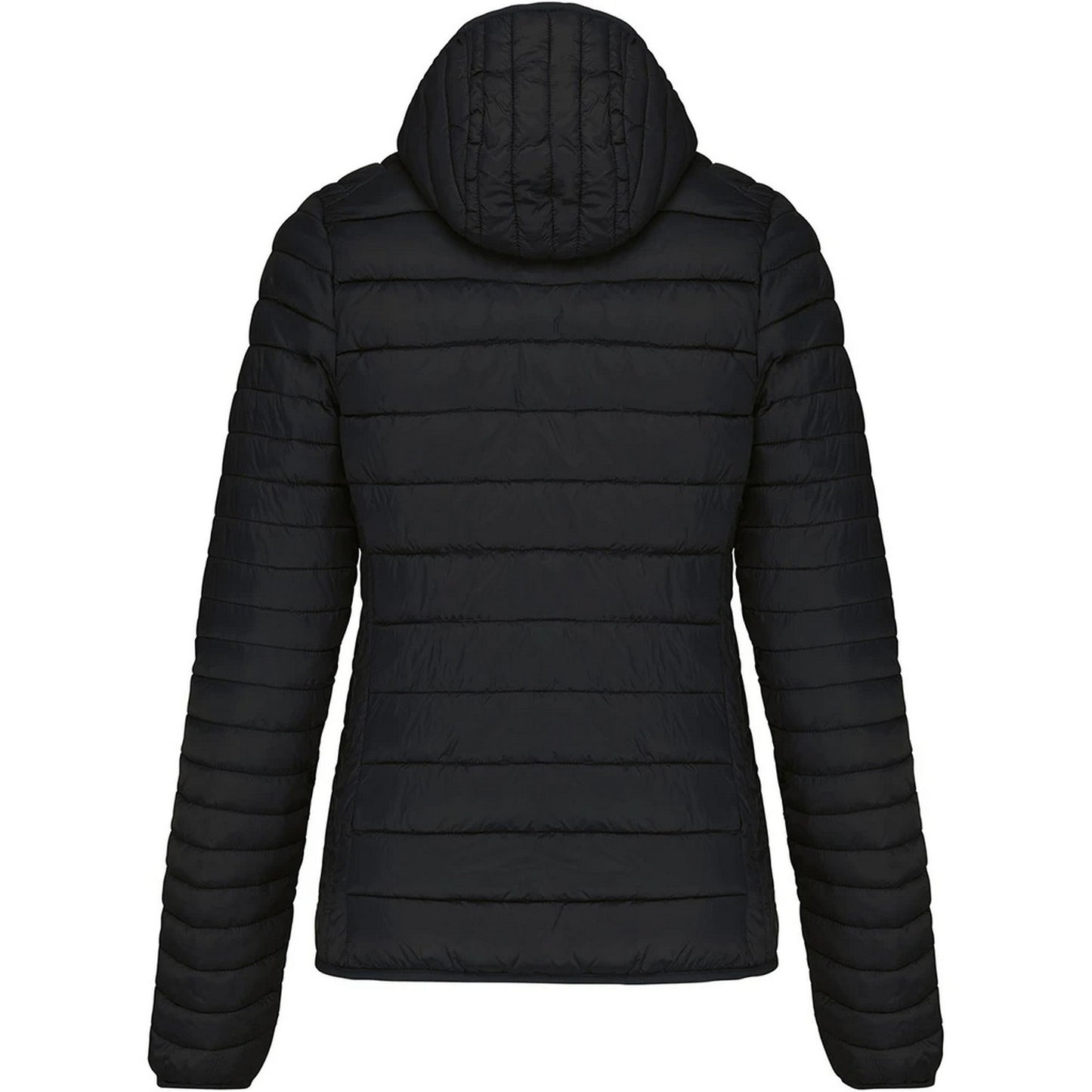 Black - Back - Kariban Womens-Ladies Lightweight Hooded Padded Jacket