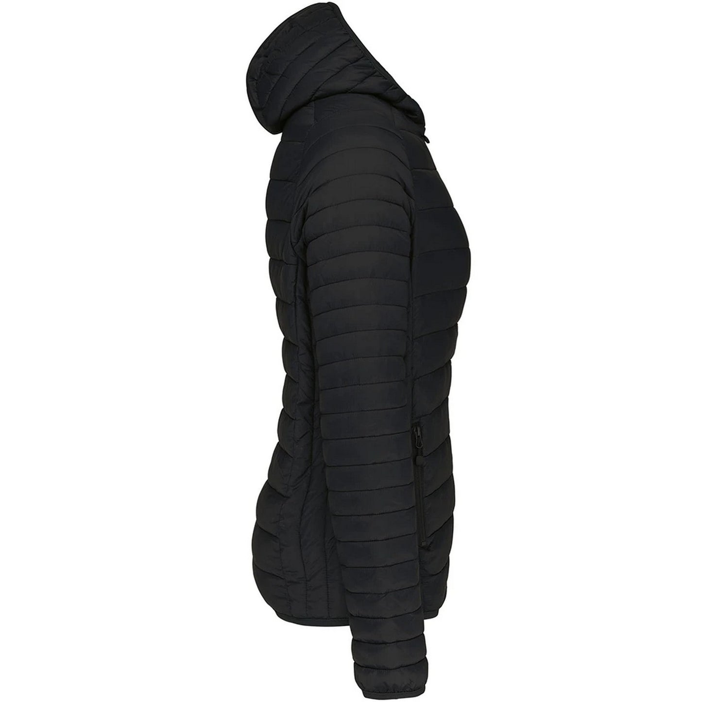 Black - Side - Kariban Womens-Ladies Lightweight Hooded Padded Jacket