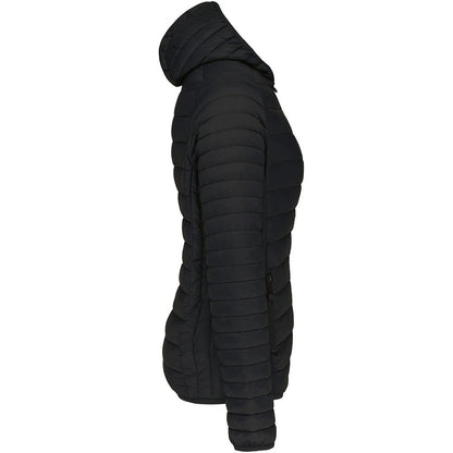 Black - Side - Kariban Womens-Ladies Lightweight Hooded Padded Jacket