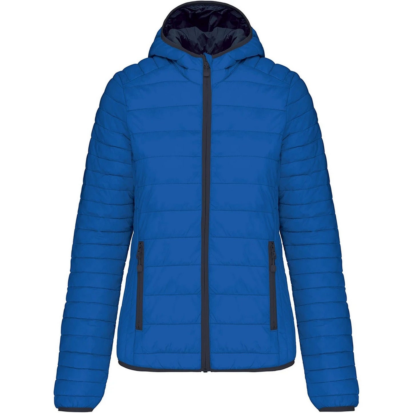 Light Royal Blue - Front - Kariban Womens-Ladies Lightweight Hooded Padded Jacket