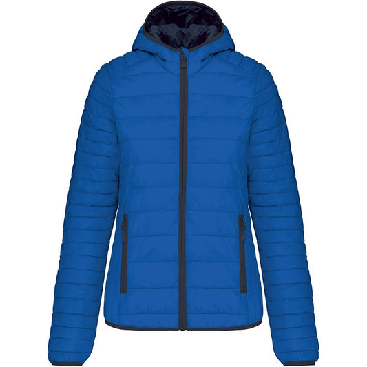 Light Royal Blue - Front - Kariban Womens-Ladies Lightweight Hooded Padded Jacket