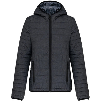 Marl Dark Grey - Front - Kariban Womens-Ladies Lightweight Hooded Padded Jacket