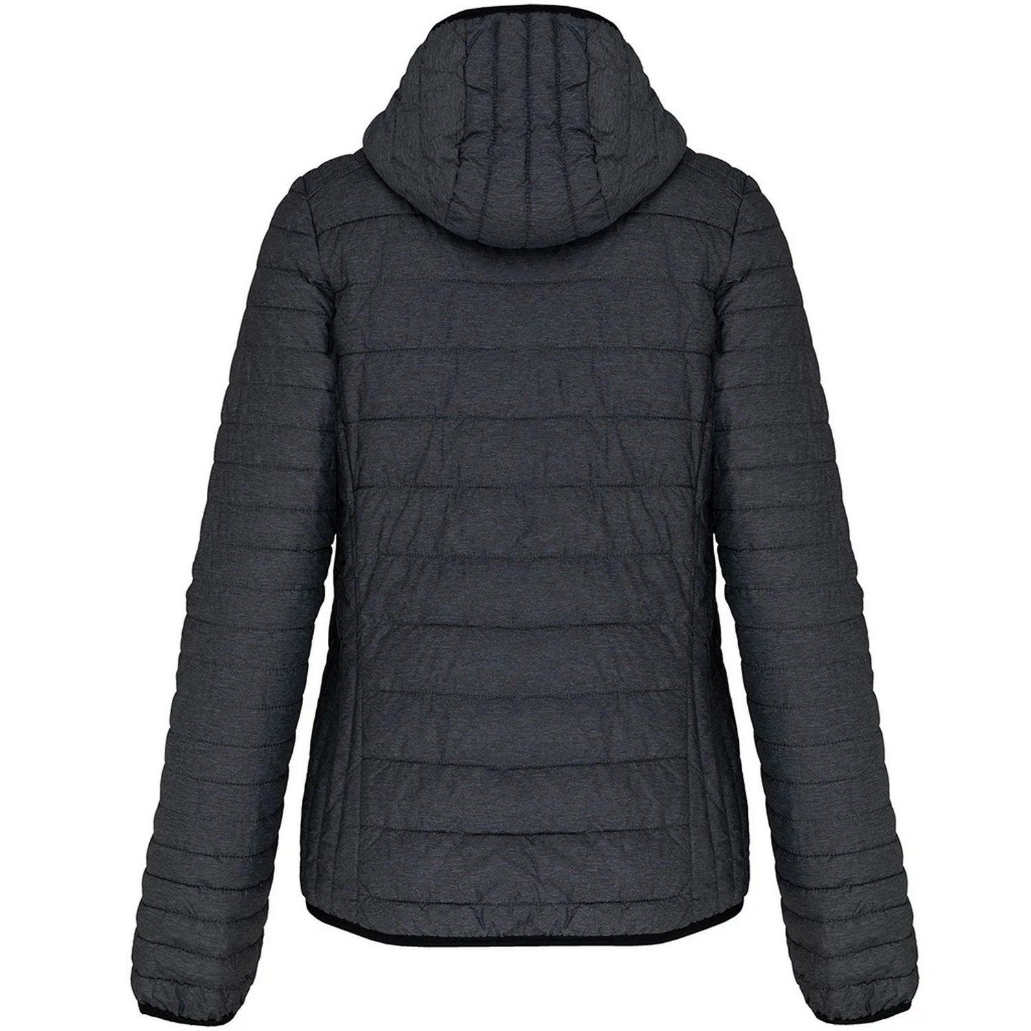 Marl Dark Grey - Back - Kariban Womens-Ladies Lightweight Hooded Padded Jacket