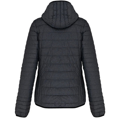 Marl Dark Grey - Back - Kariban Womens-Ladies Lightweight Hooded Padded Jacket