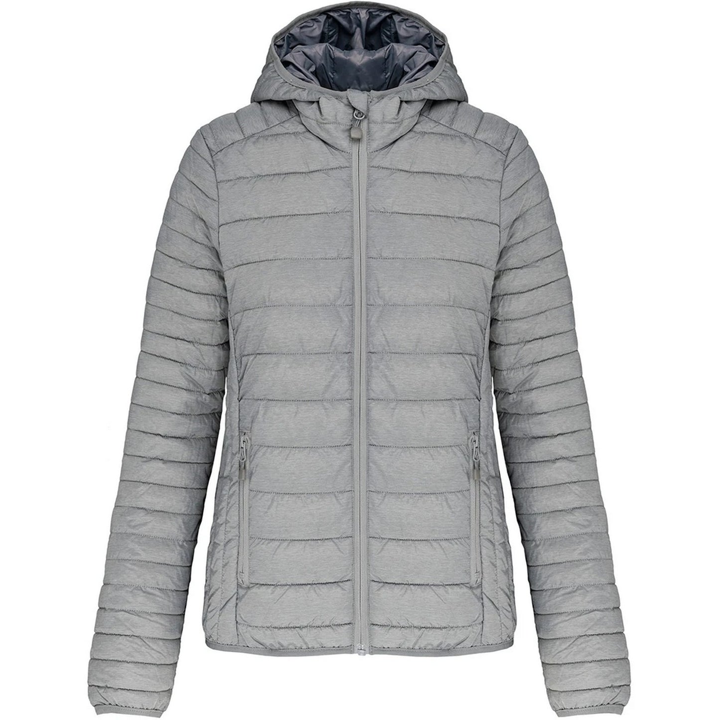 Marl Silver - Front - Kariban Womens-Ladies Lightweight Hooded Padded Jacket