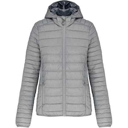 Marl Silver - Front - Kariban Womens-Ladies Lightweight Hooded Padded Jacket