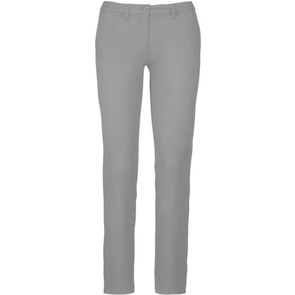 Fine Grey - Front - Kariban Womens-Ladies Chino Trousers