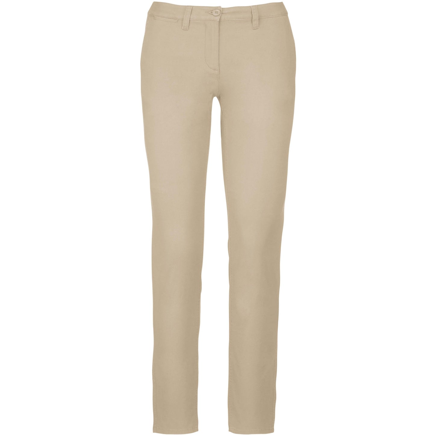 Beige - Front - Kariban Womens-Ladies Chino Trousers