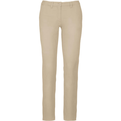Beige - Front - Kariban Womens-Ladies Chino Trousers