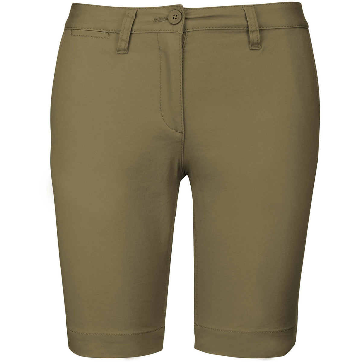 Light Khaki - Front - Kariban Womens-Ladies Chino Bermuda Shorts