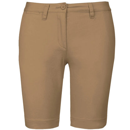 Camel - Front - Kariban Womens-Ladies Chino Bermuda Shorts