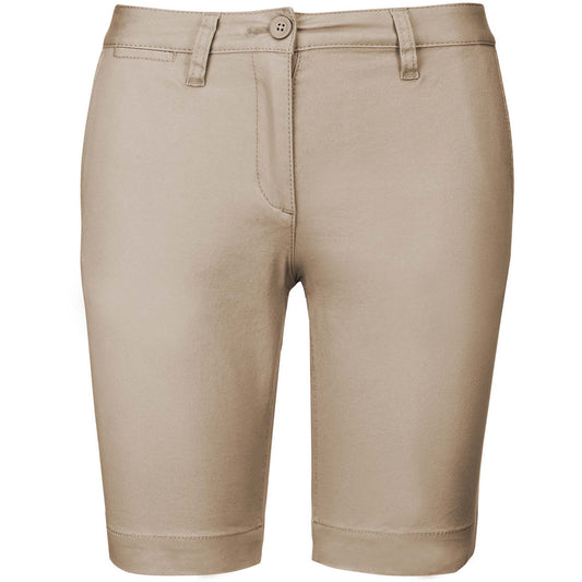 Beige - Front - Kariban Womens-Ladies Chino Bermuda Shorts