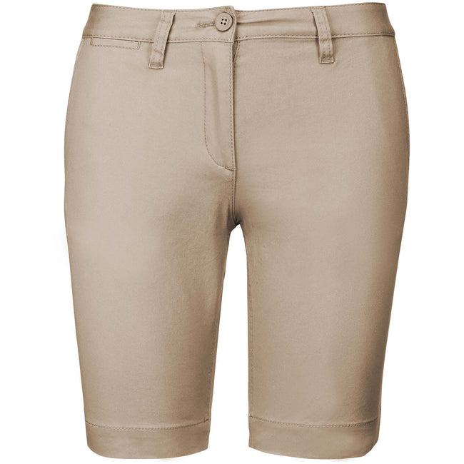 Beige - Front - Kariban Womens-Ladies Chino Bermuda Shorts