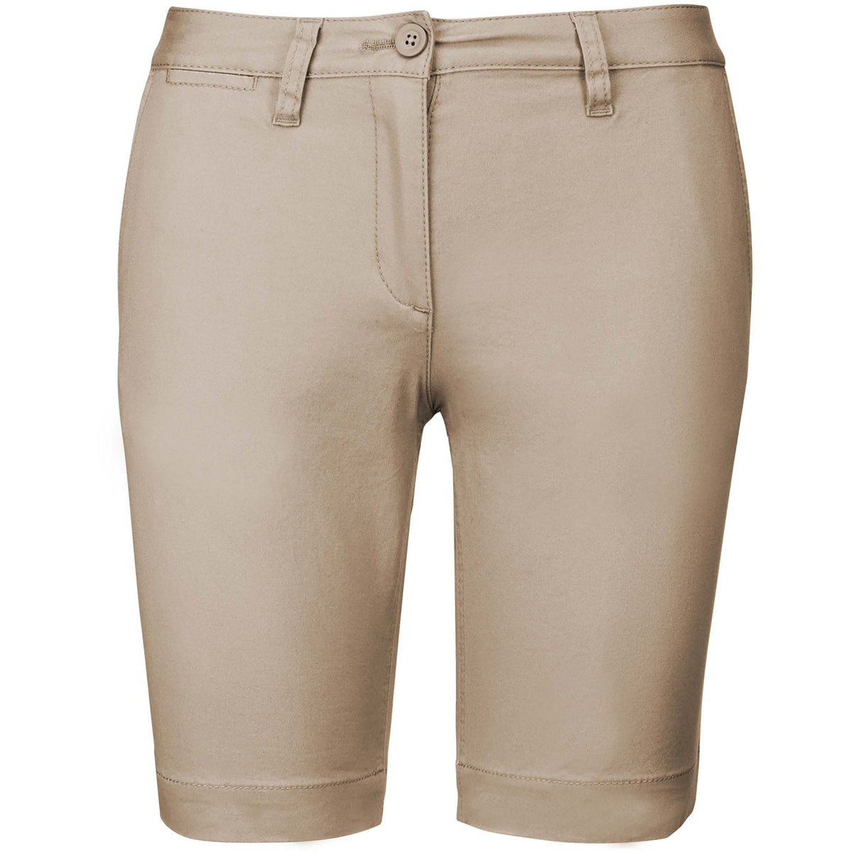 Beige - Front - Kariban Womens-Ladies Chino Bermuda Shorts