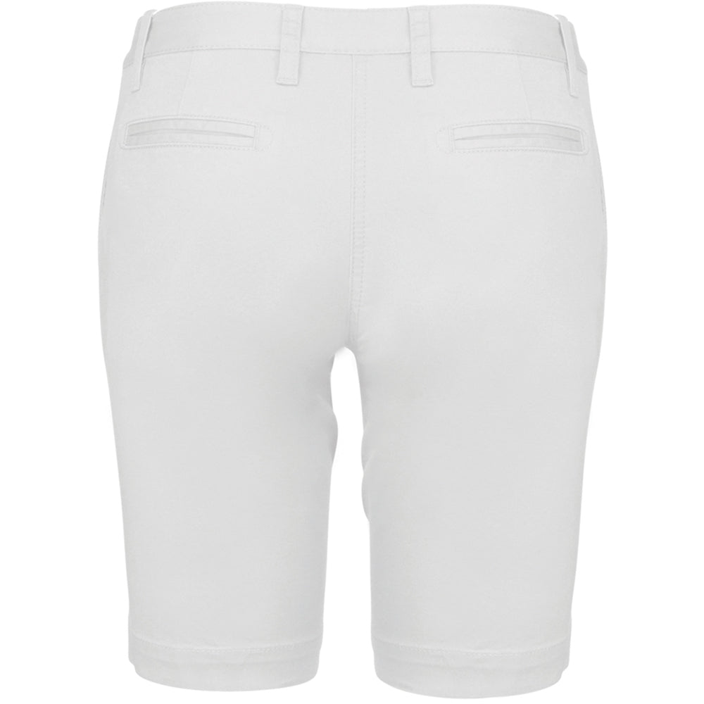 White - Back - Kariban Womens-Ladies Chino Bermuda Shorts