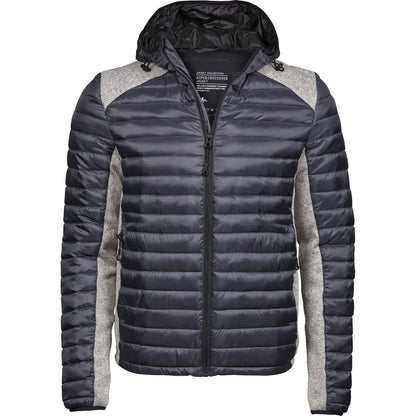 Space Grey-Grey Melange - Front - Tee Jays Mens Crossover Hooded Padded Outdoor Jacket