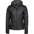Black-Black Melange - Front - Tee Jays Womens-Ladies Crossover Hooded Padded Outdoor Jacket