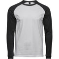 White-Black - Front - Tee Jays Mens Long Sleeve Baseball T-Shirt