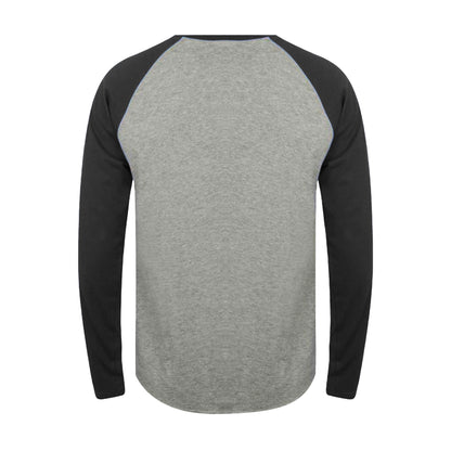 Heather Grey-Black - Back - Tee Jays Mens Long Sleeve Baseball T-Shirt