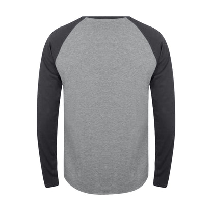 Heather Grey-Navy - Back - Tee Jays Mens Long Sleeve Baseball T-Shirt
