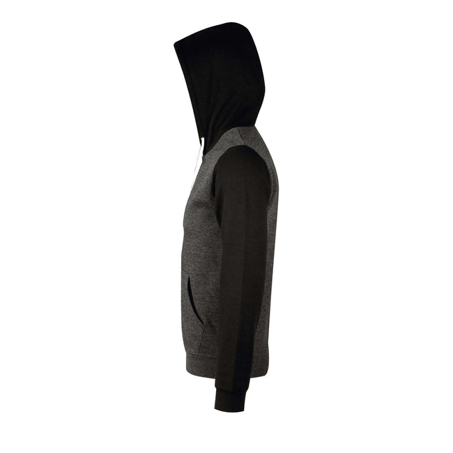 Charcoal Marl - Side - SOLS Silver Unisex Full Zip Hooded Sweatshirt - Hoodie