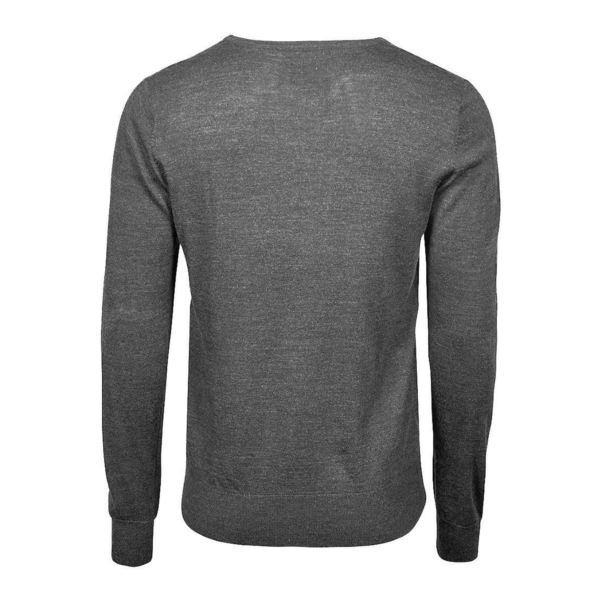 Grey Melange - Back - Tee Jays Mens Merino Blend V Neck Jumper
