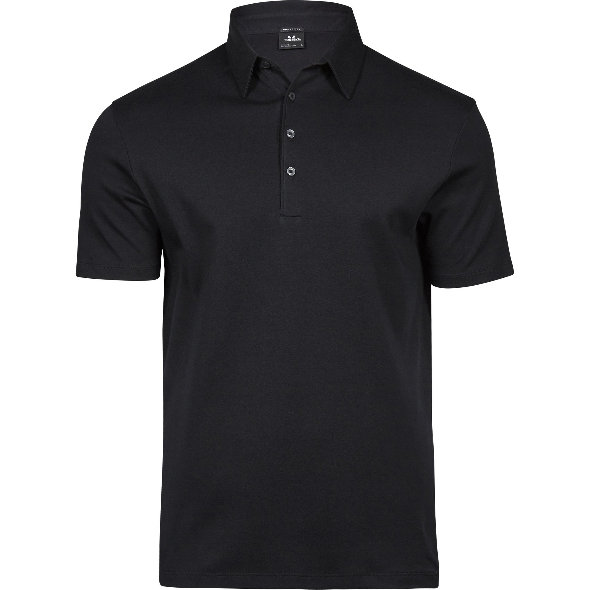 White - Side - Tee Jays Mens Pima Cotton Interlock Polo Shirt