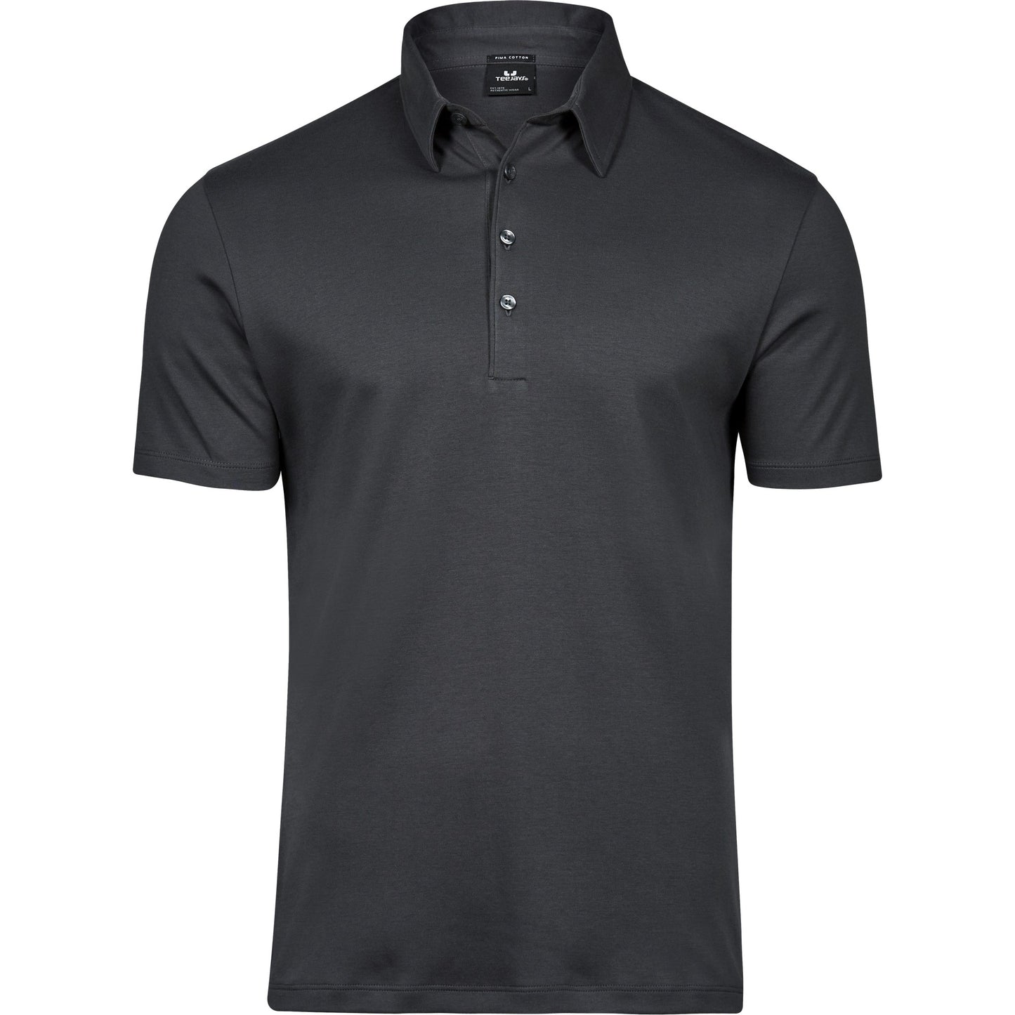 Dark Grey - Front - Tee Jays Mens Pima Cotton Interlock Polo Shirt