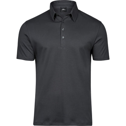 Dark Grey - Front - Tee Jays Mens Pima Cotton Interlock Polo Shirt