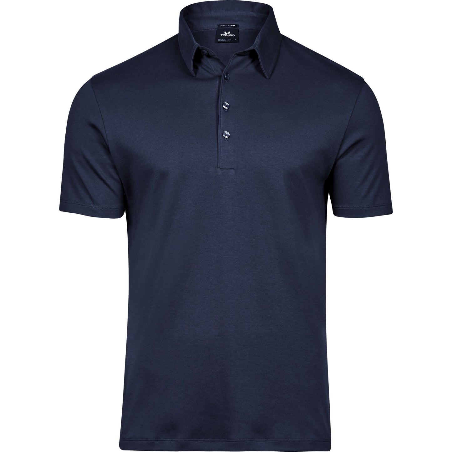Navy - Front - Tee Jays Mens Pima Cotton Interlock Polo Shirt