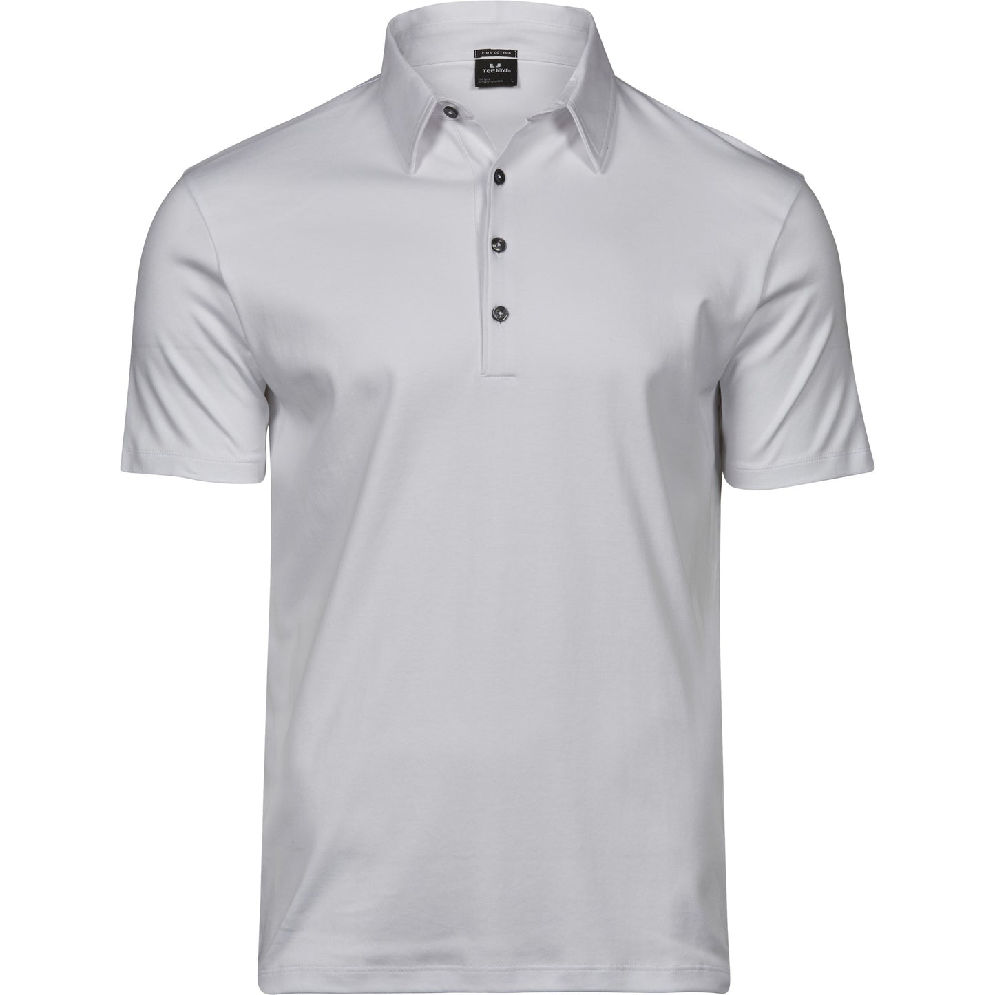 White - Front - Tee Jays Mens Pima Cotton Interlock Polo Shirt
