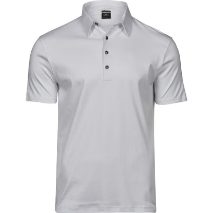 White - Front - Tee Jays Mens Pima Cotton Interlock Polo Shirt