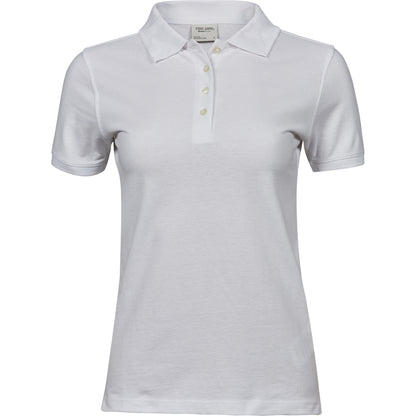 White - Front - Tee Jays Womens-Ladies Heavy Cotton Pique Polo Shirt