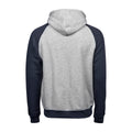 Heather Grey-Navy - Back - Tee Jays Mens Two Tone Raglan Hooded Sweatshirt