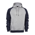 Heather Grey-Navy - Front - Tee Jays Mens Two Tone Raglan Hooded Sweatshirt