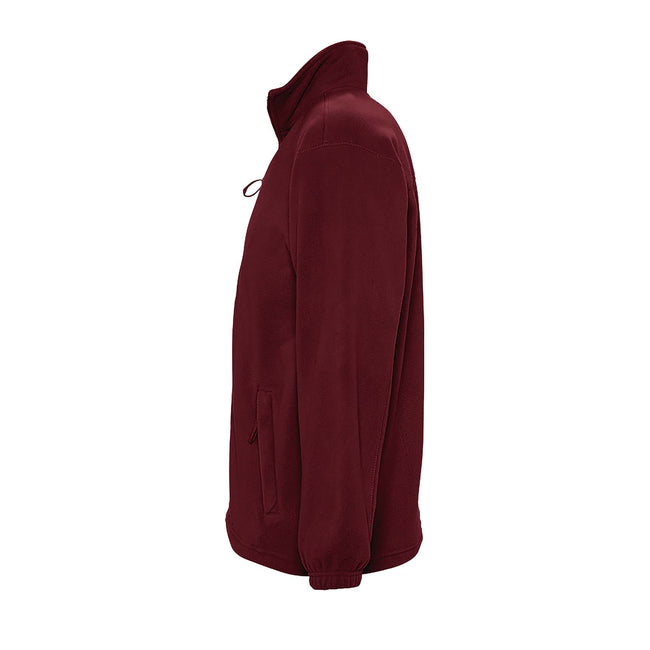 Burgundy - Side - SOLS Mens North Full Zip Outdoor Fleece Jacket