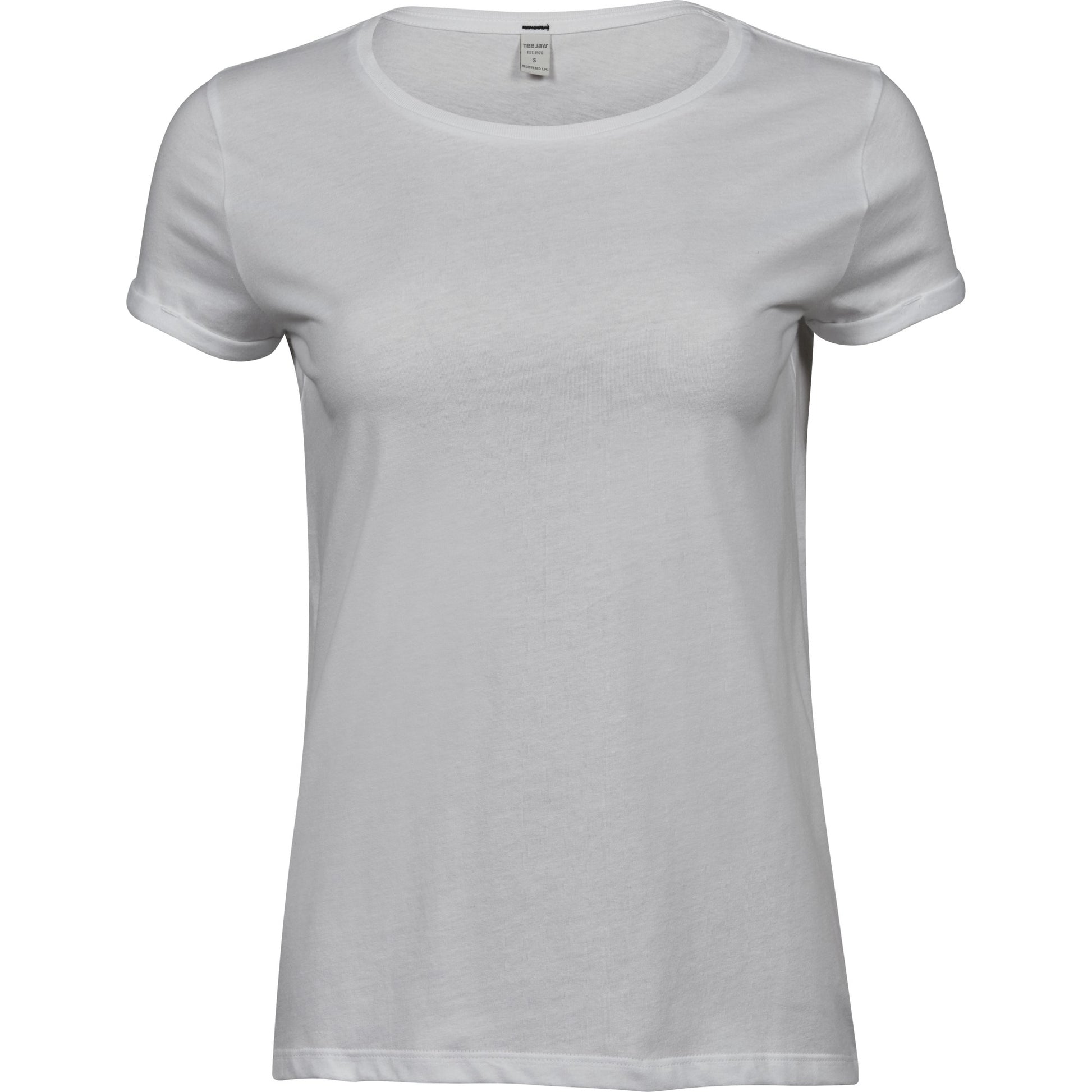 White - Front - Tee Jays Womens-Ladies Roll-Up T-Shirt