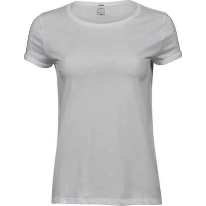 White - Front - Tee Jays Womens-Ladies Roll-Up T-Shirt
