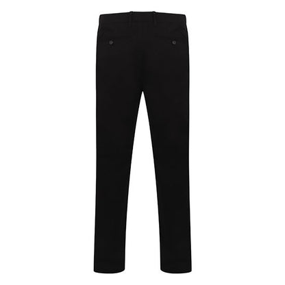 Navy - Side - Henbury Mens Stretch Flex Waistband Chino Trousers