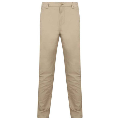 Stone - Front - Henbury Mens Stretch Flex Waistband Chino Trousers