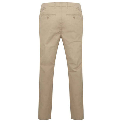 Stone - Back - Henbury Mens Stretch Flex Waistband Chino Trousers